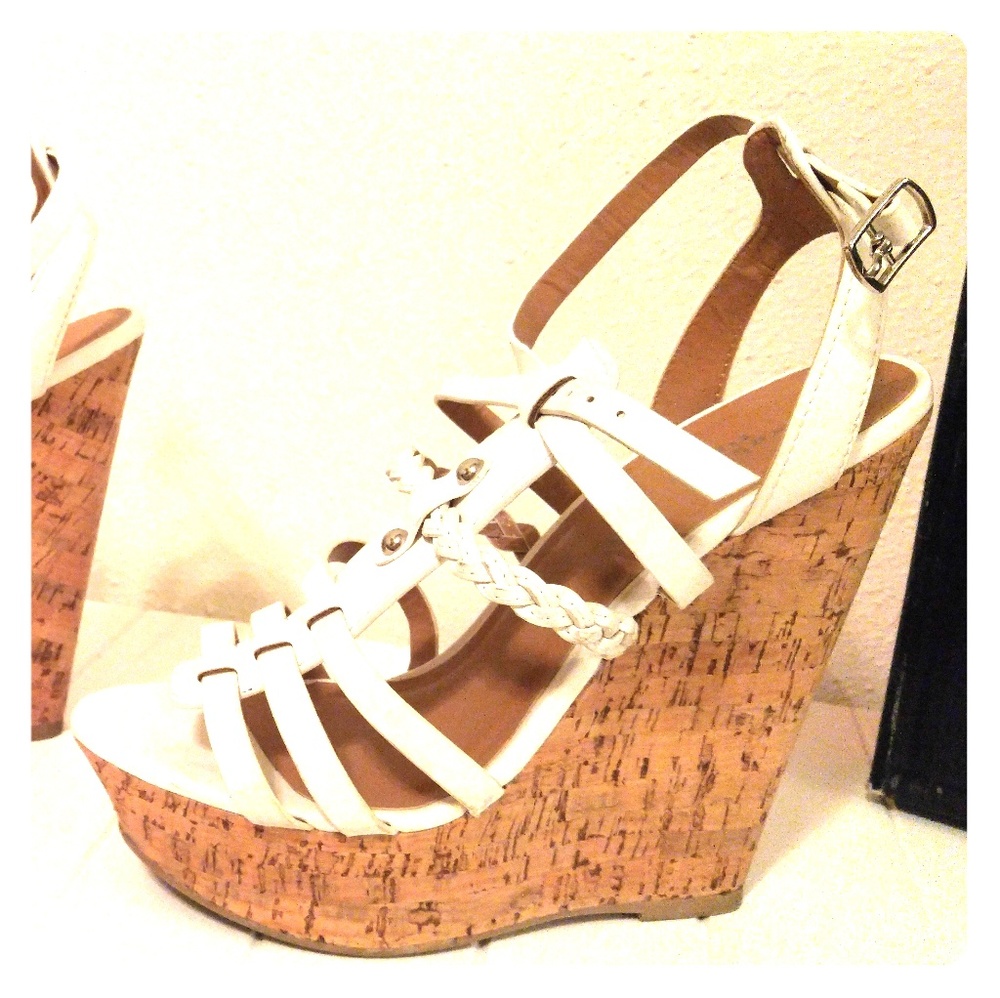 White summer wedges